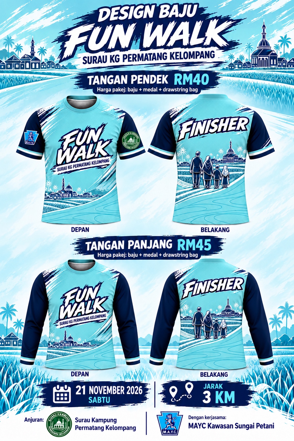 Design baju lengan pendek dan panjang