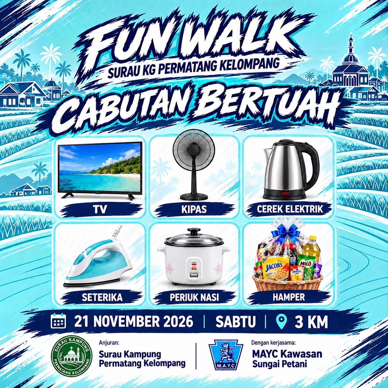 Hadiah cabutan bertuah: TV, kipas, cerek elektrik, seterika, periuk nasi dan hamper