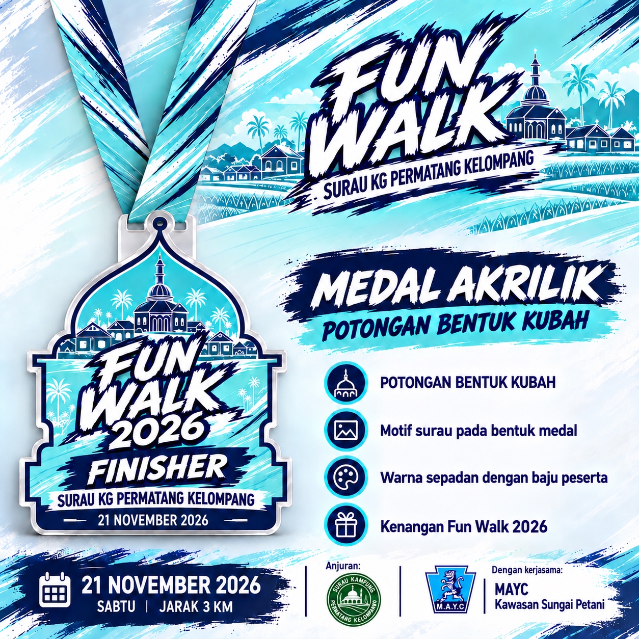Medal akrilik bentuk kubah